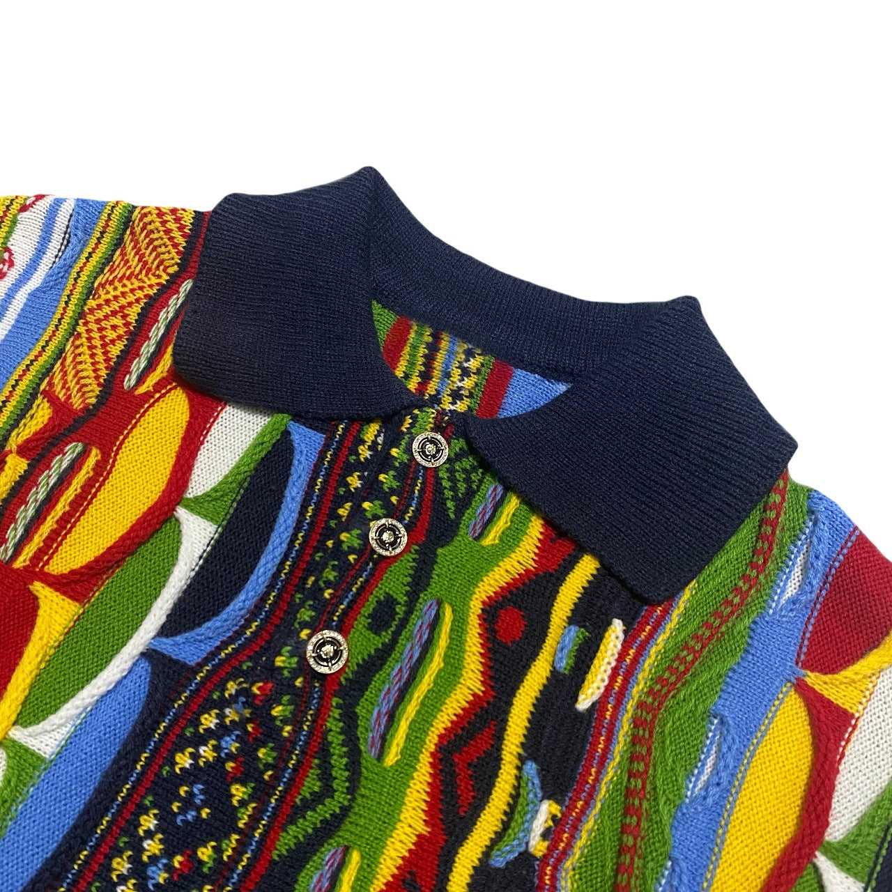 Vintage Loose Lapel Jacquard Bitter Melon Pattern Niche Knit Polo Shirt Short Sleeve Cross Border Menswear