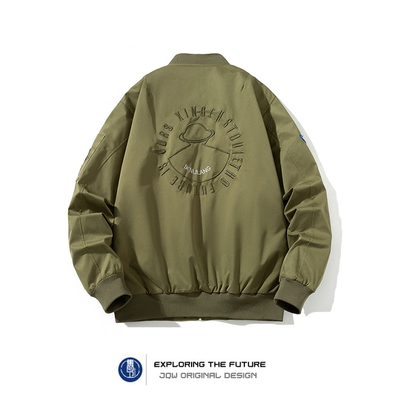 Retro Locomotive Bomber Jacket – Thickened Baseball Style (Unisex)