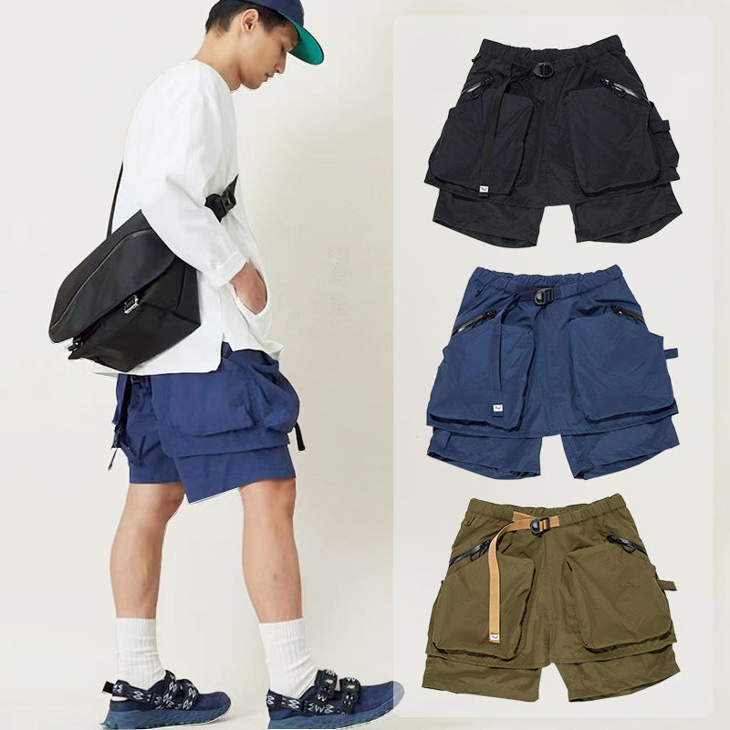 Japanese cityboy waterproof functional pants outdoor big pocket pants three-dimensional shorts ins tide casual shorts