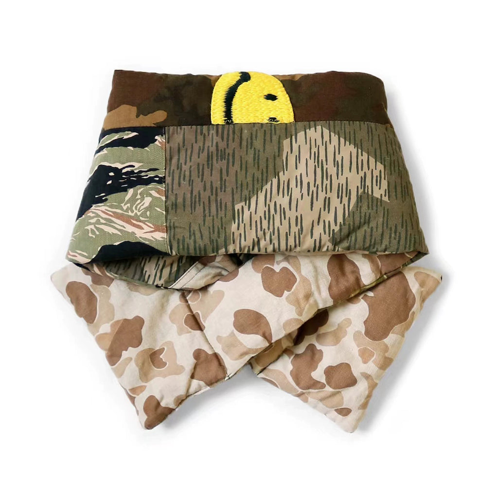 Pure cotton couple warm camouflage patchwork smiley face embroidered neck scarf