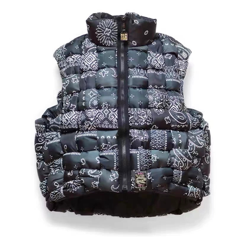 20AW nylon braided cashew three-color high neck zipper down cotton vest jacket