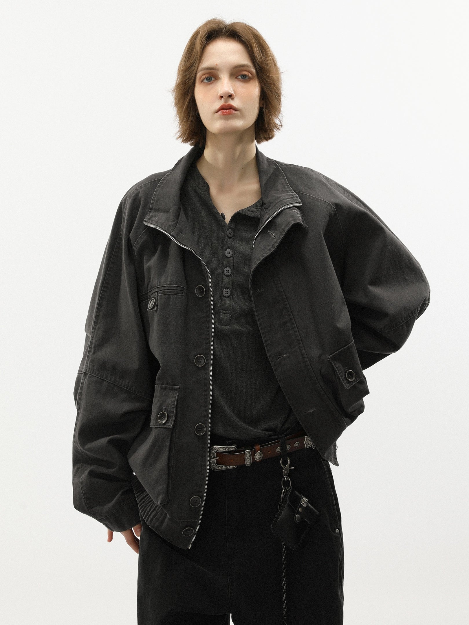 Vintage Bahn-Style Cargo Jacket – Worn Harrington Design (Unisex)