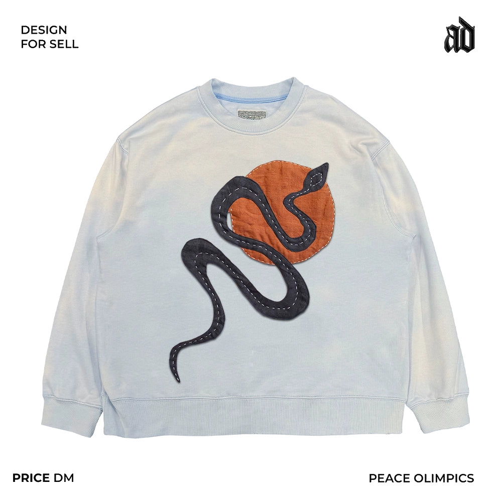 Original artist stickers! American retro made old unique no gender round neck sweater