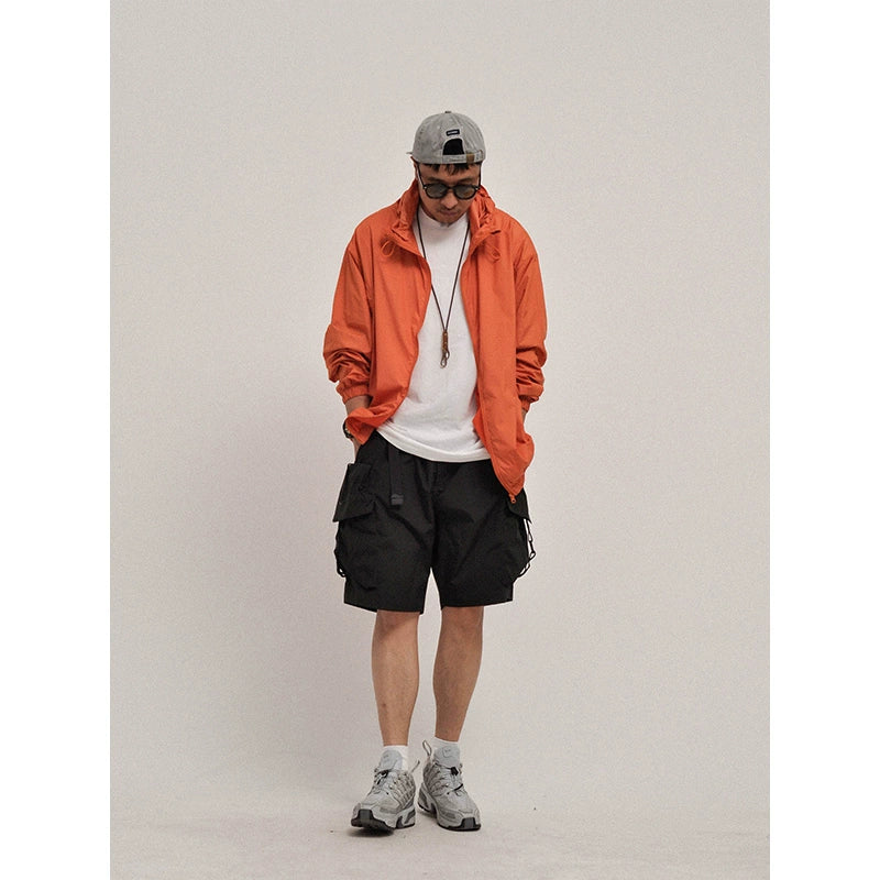 Summer function outdoor light breathable pure color loose hooded sunscreen clothes