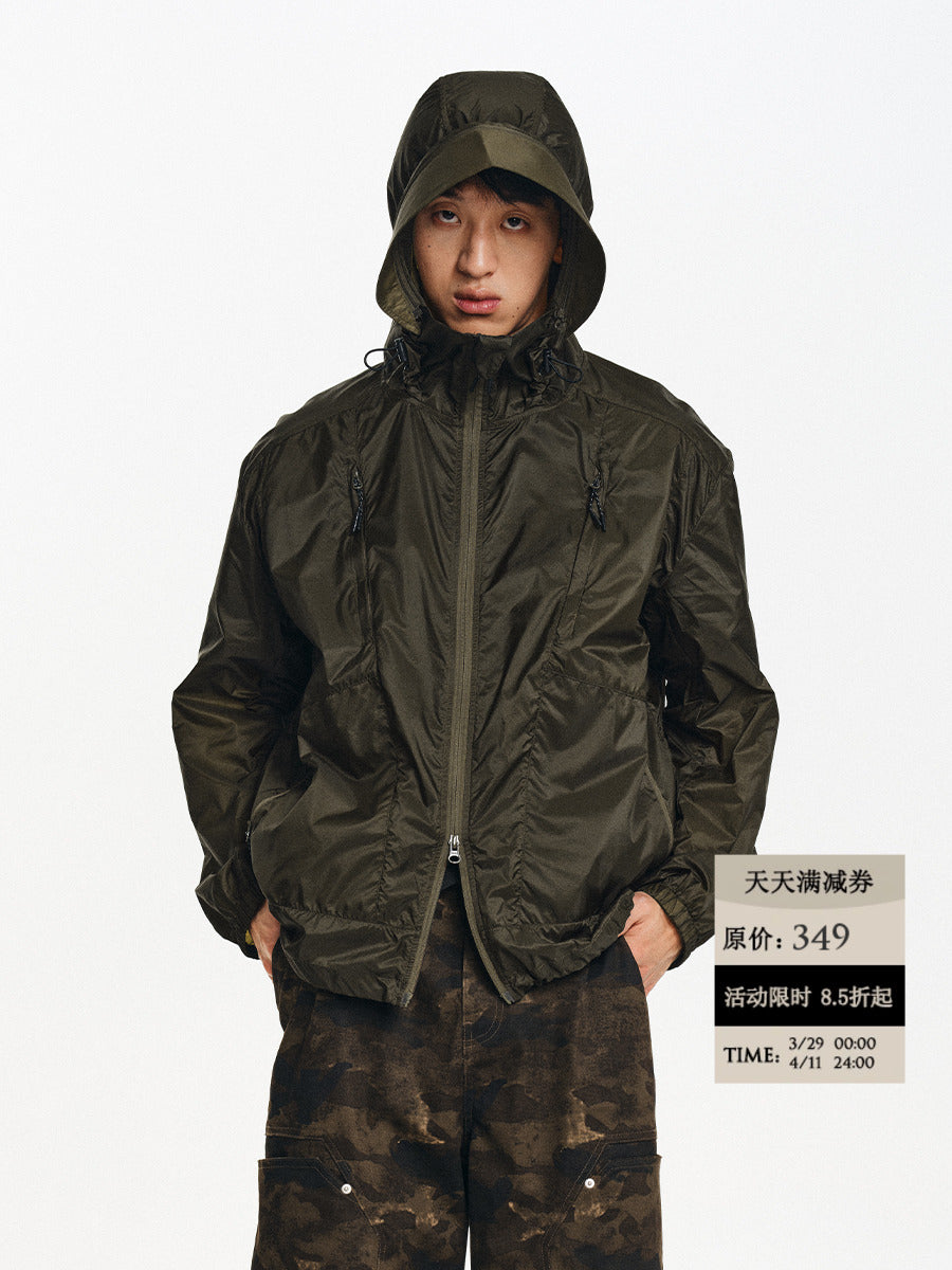 Japan imported paper-like fiber dark grain uv sunscreen hooded four-warehouse sunscreen suit