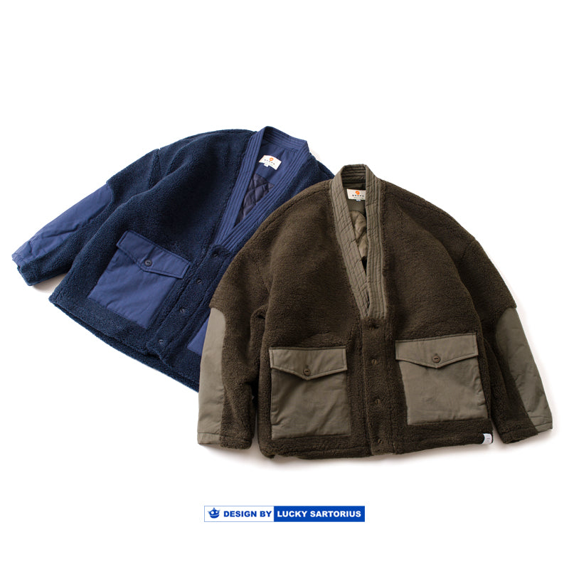 Autumn and winter Japanese men's vintage style lamb wool robe, cotton clothes, cotton clothes, loose winter coats for men and women