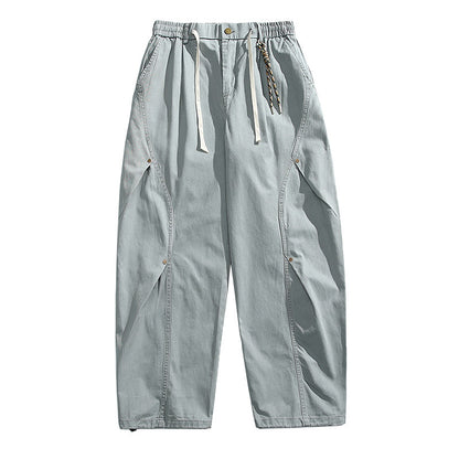 American Vintage Heavyweight Double Pleated Cargo Pants – Wide Leg Drawstring Workwear Trousers for Men | Japanese vintage | yamalin clothes | Yamalinclothes