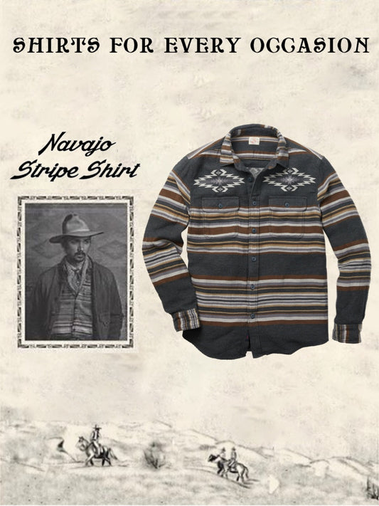 American retro Indian national striped cotton shirt