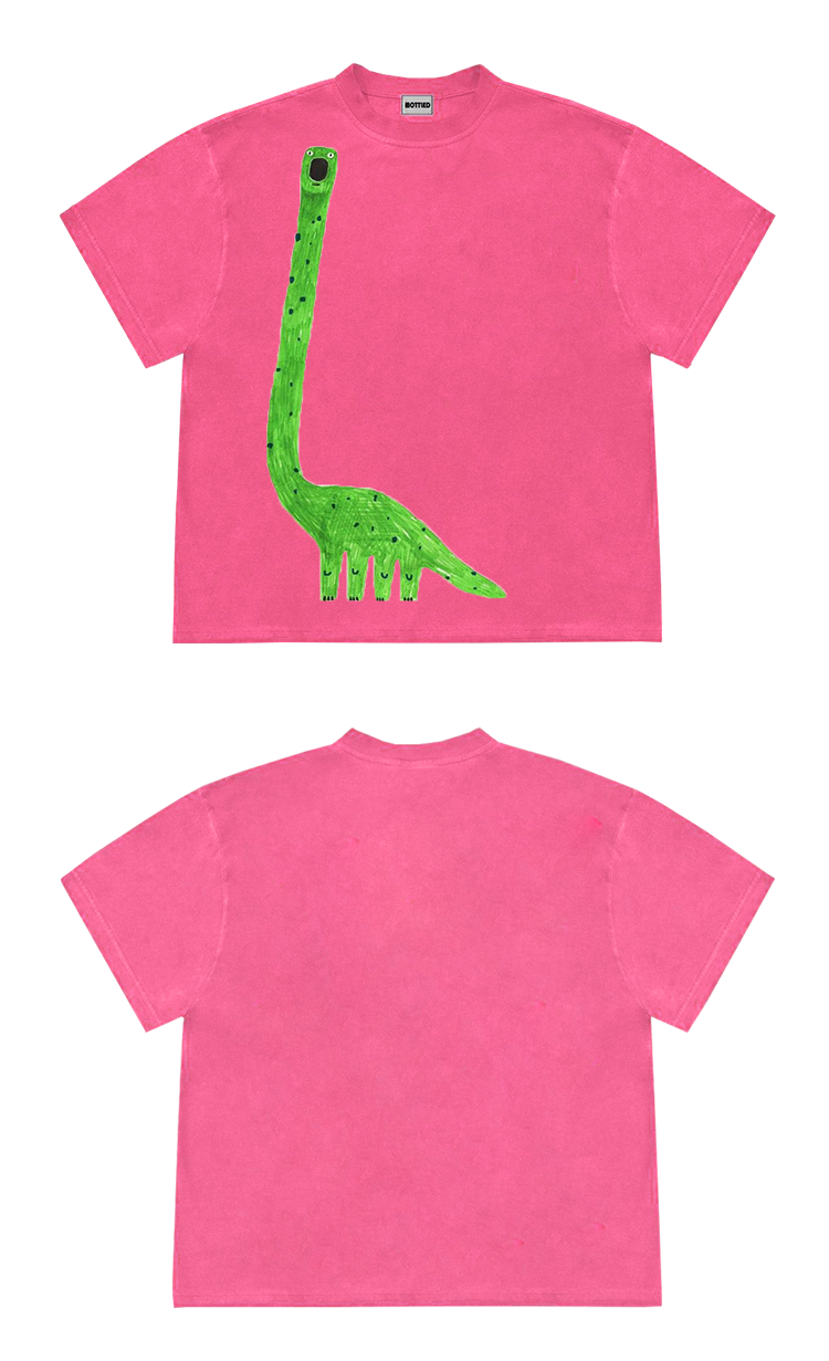 Little collar! Cartoon illustration cute wind ancient wear basic short sleeve T-shirt