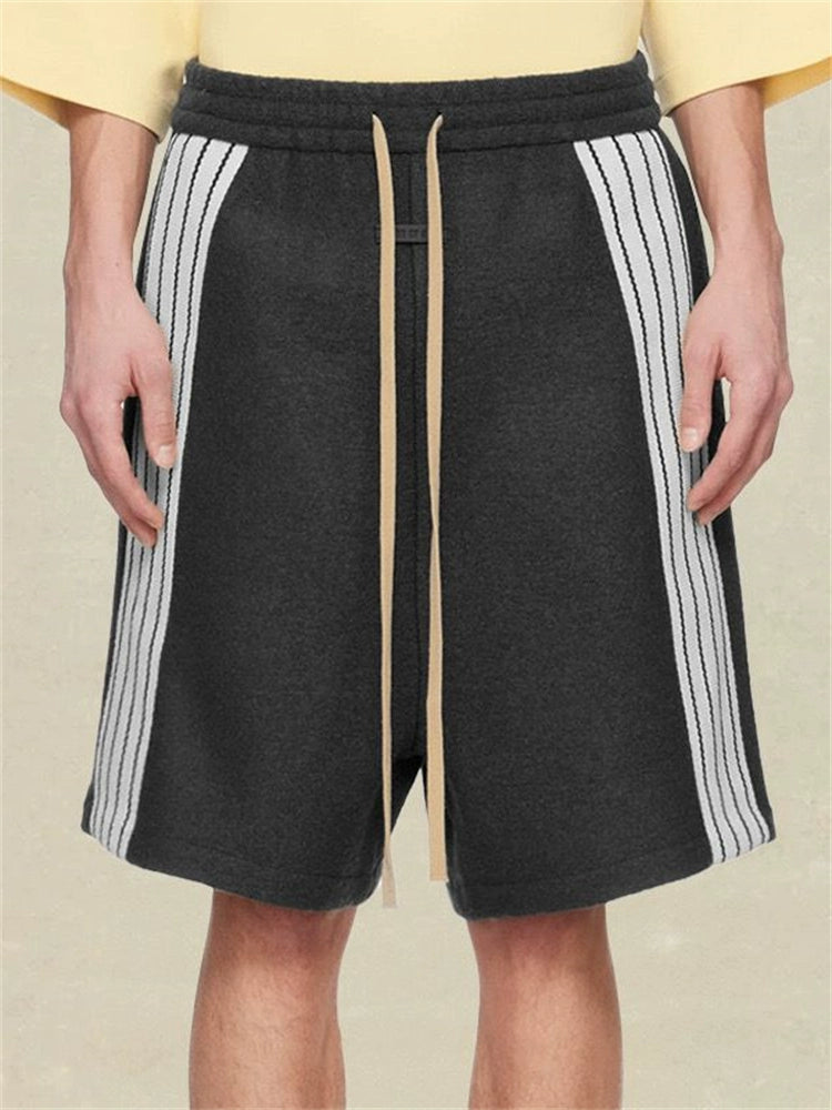 trendy brand ESSENTIALS American casual sports tweed drawstring loose striped shorts five-point pants men