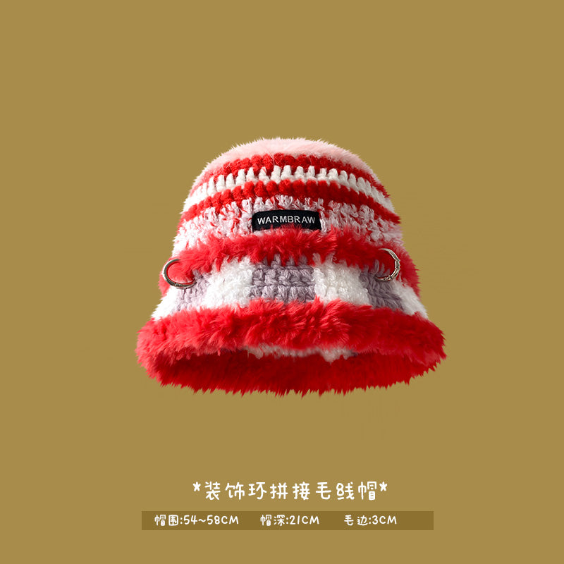Japanese designer joint retro knitted wool hat warm plush fisherman hat
