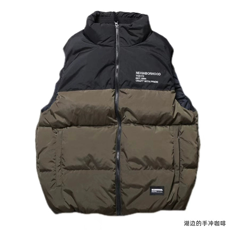 Spot NEIGHBORHOOD VEST four-color color-block embroidered Japanese tide down vest 90 down couple