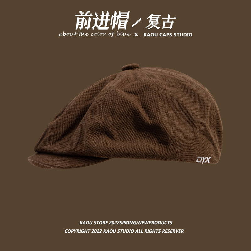Japanese retro forward hat front and back can wear peaked hat, men's khaki newsboy hat, hipster beret female painter hat