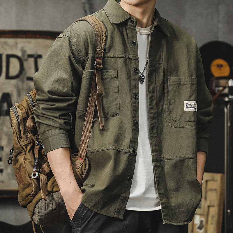 American cargo shirt jacket jacket men's 2026 fall/winter new loose Japanese retro casual long-sleeved shirt | Japanese vintage | yamalin clothes | Yamalinclothes
