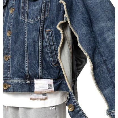 24AW MIHARA YASUHIRO Mihara Yasuhiro denim cut and stitched distressed casual jacket coat