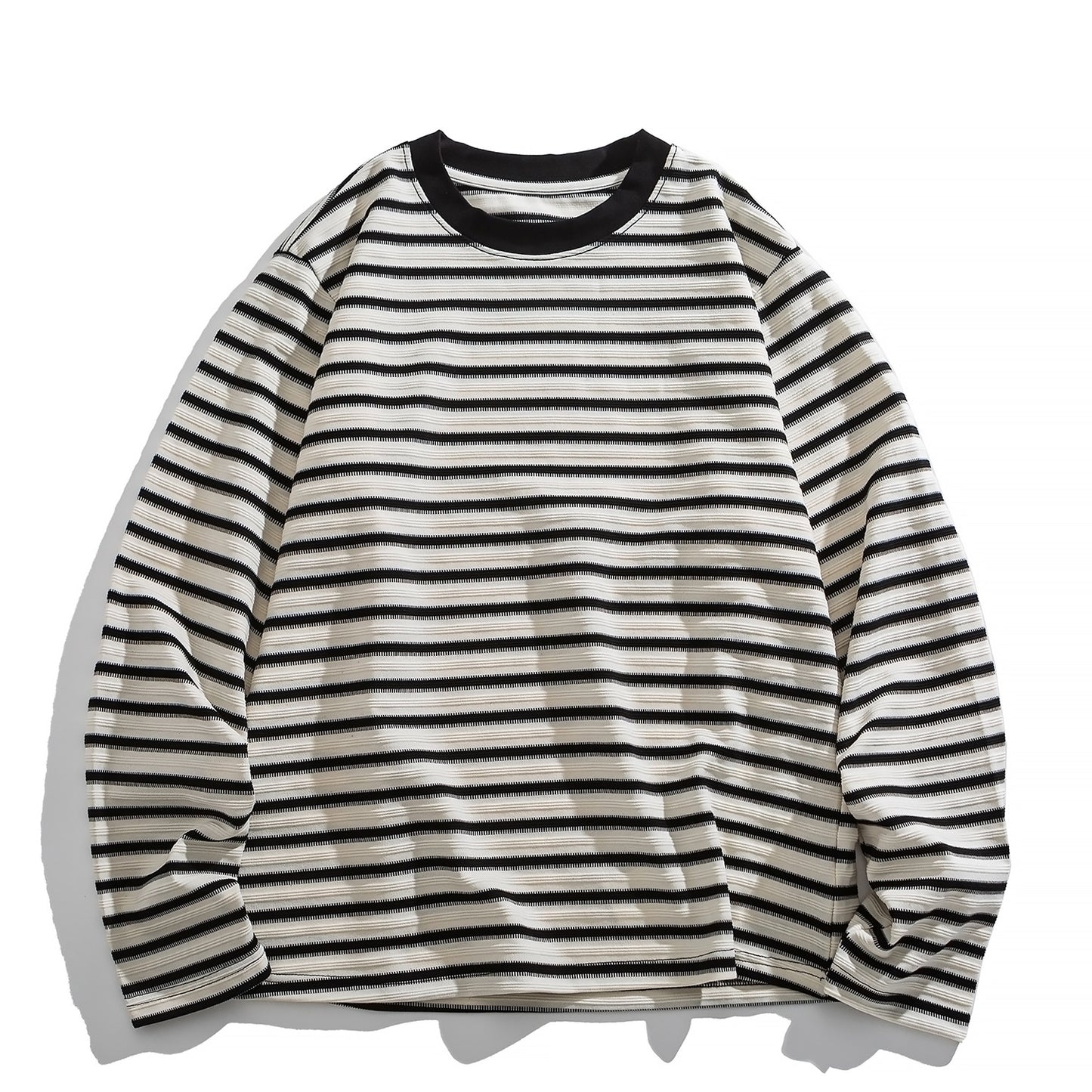 Japanese Vintage Textured Stripe Long-Sleeve T-Shirt – Relaxed Unisex Base Layer