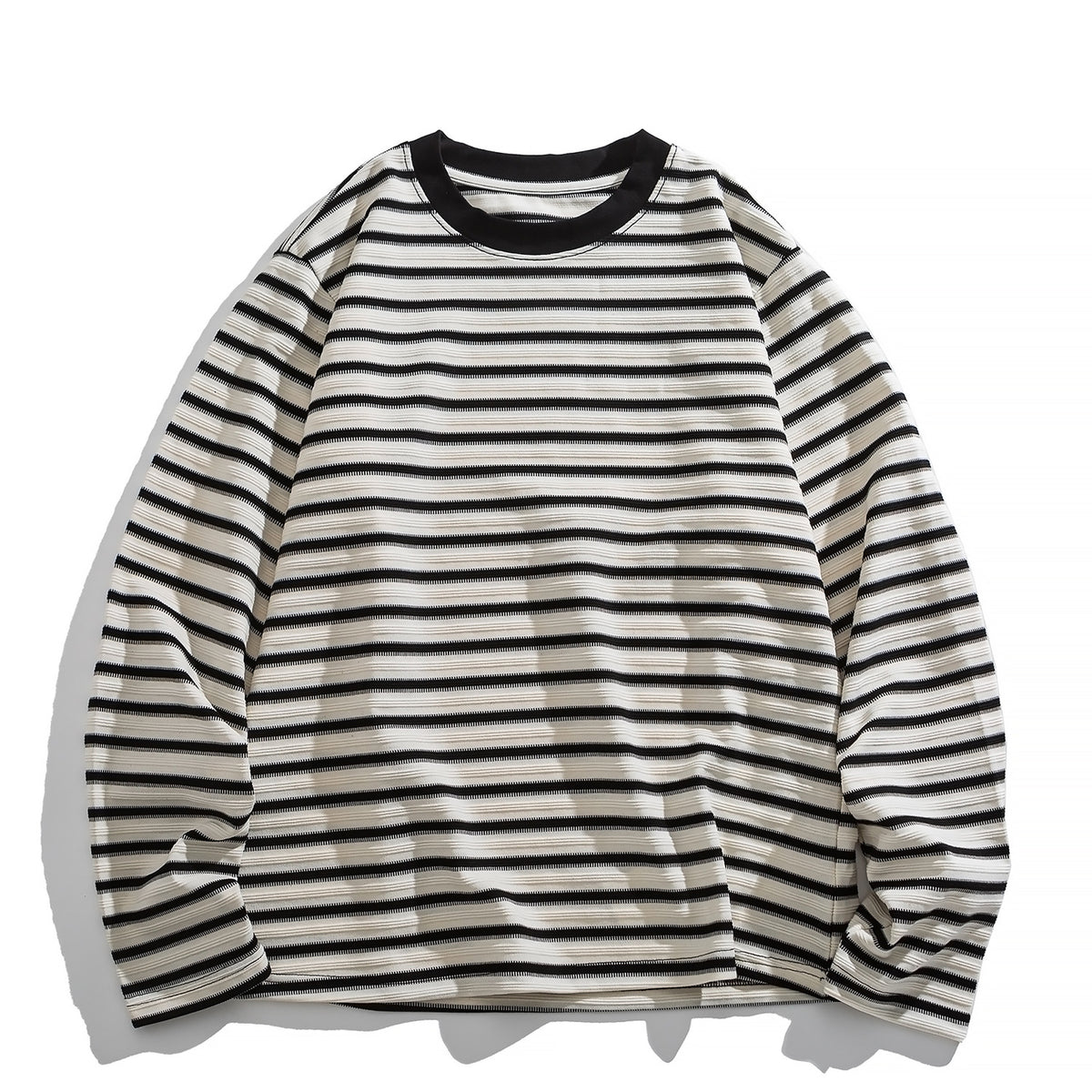 Japanese Vintage Textured Stripe Long-Sleeve T-Shirt – Relaxed Unisex Base Layer – Japanese vintage | yamalin clothes | Yamalinclothes