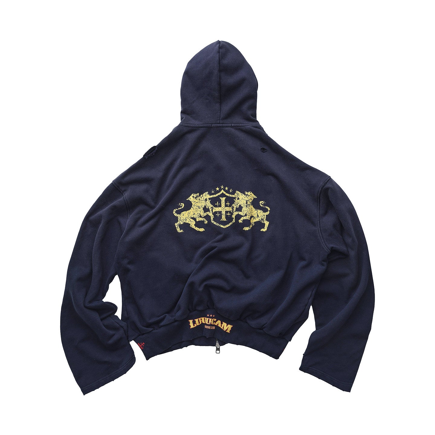 Washed Splash Ink Zip-Up Boxy Hoodie – Oversized Unisex Streetwear