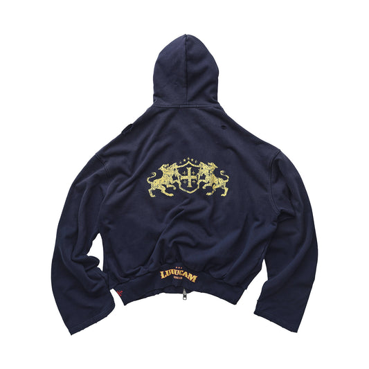 Washed Splash Ink Zip-Up Boxy Hoodie – Oversized Unisex Streetwear