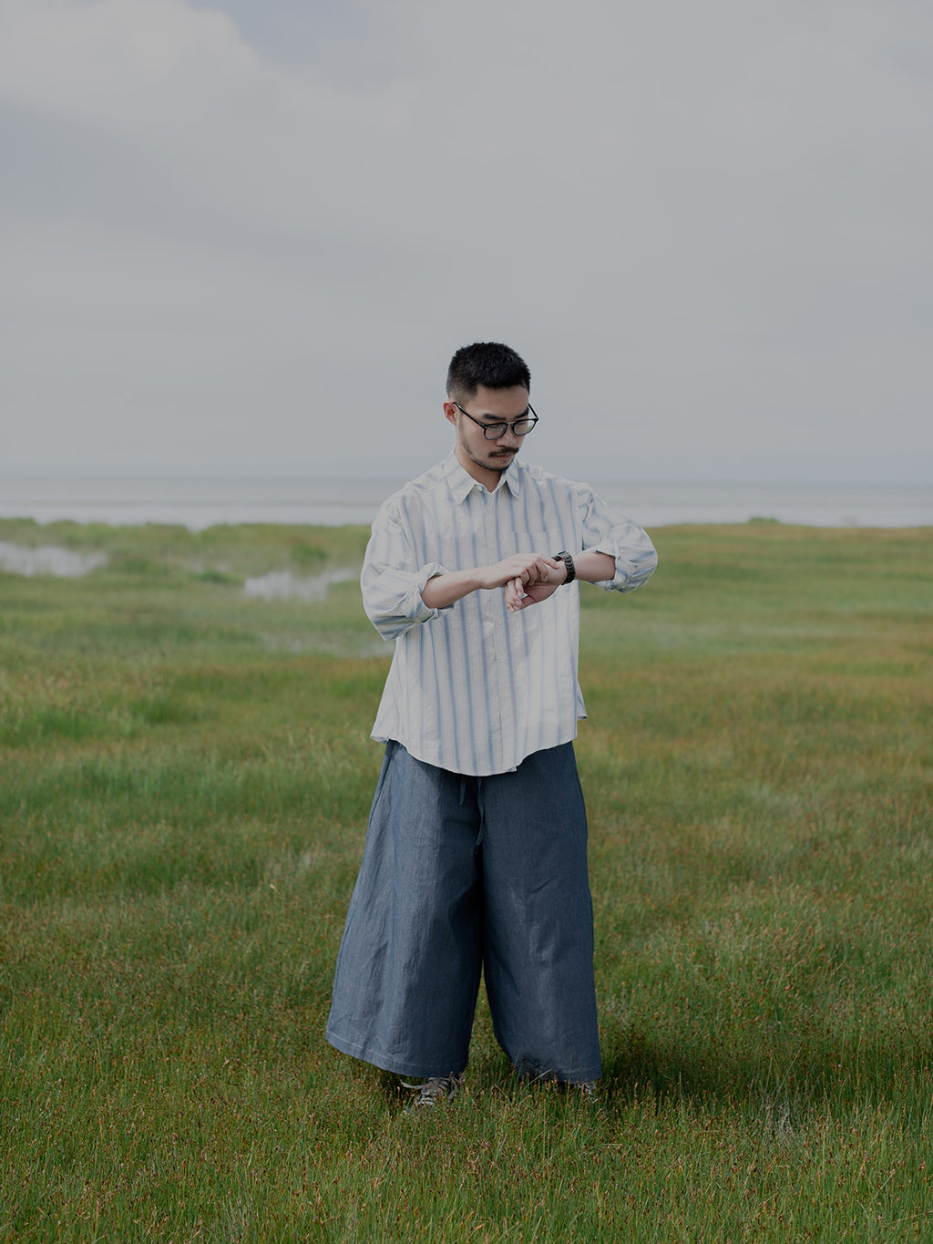 Original culottes for men and women Japanese retro casual pants spring loose imitation jeans senior sense long pants