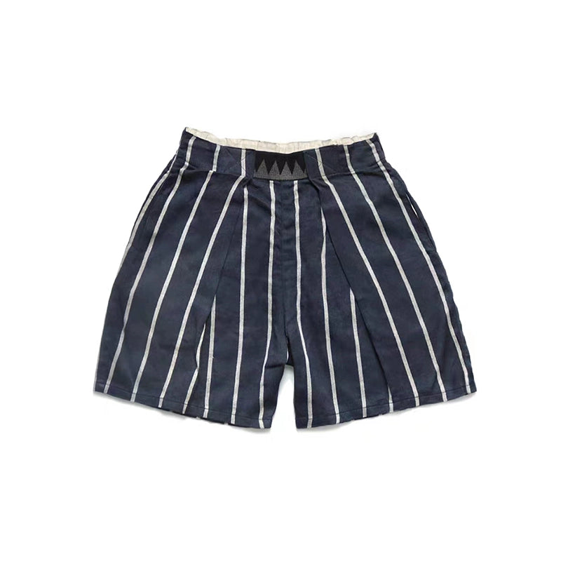 Japanese retro trend cotton and linen adjustable elastic casual shorts