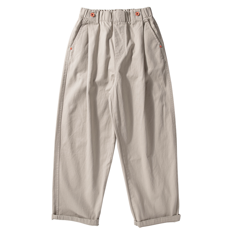Wide-Leg Cotton Pants – Pleated Elastic Waist | Yamalinclothes | Vintage workwear outfit