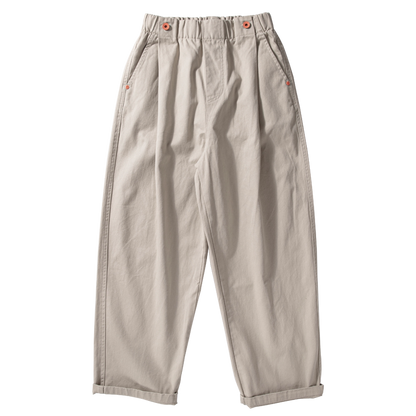 Wide-Leg Cotton Pants – Pleated Elastic Waist | Yamalinclothes | Vintage workwear outfit