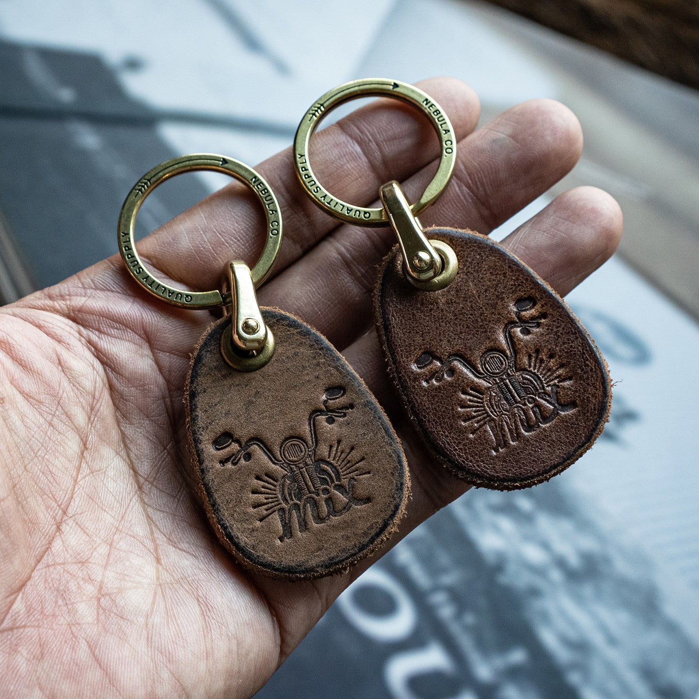 Vintage Distressed Leather Motorcycle Keychain – Custom Key Fob – Japanese vintage | yamalin clothes | Yamalinclothes