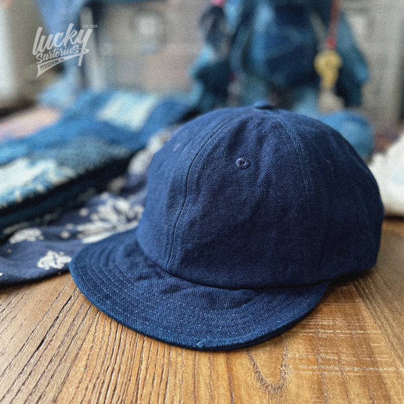 Japanese blue indigo baseball cap adjustable short brim cap