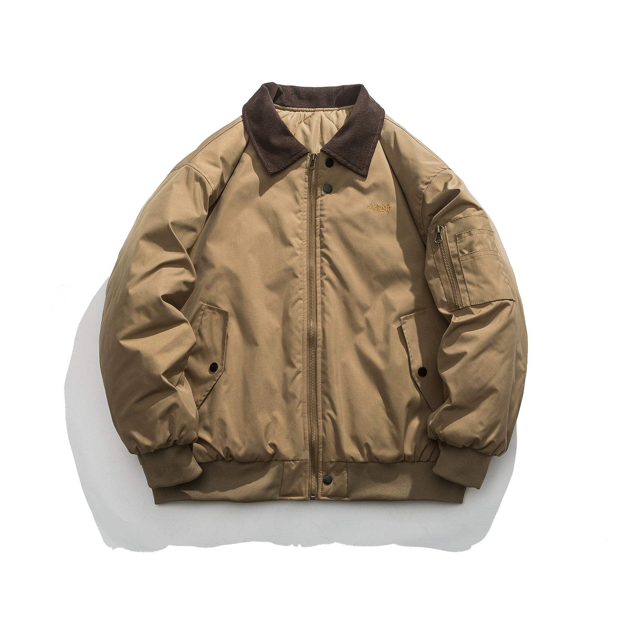 Vintage Corduroy Bomber Jacket – Embroidered Padded Baseball Style (Unisex)