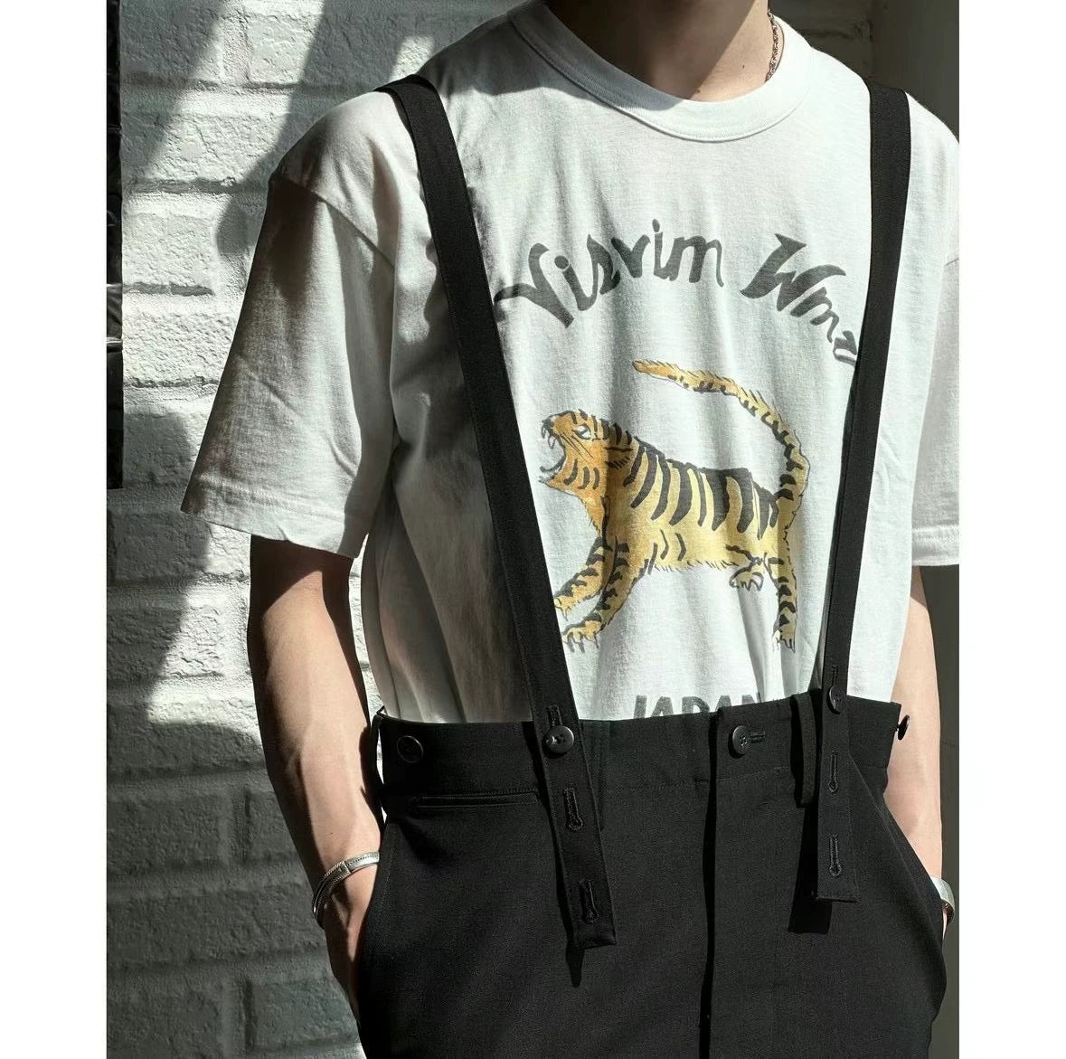 24SS Tora Nakamura Japanese casual long-staple cotton tiger monogram print short sleeve T-shirt
