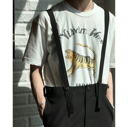 24SS Tora Nakamura Japanese casual long-staple cotton tiger monogram print short sleeve T-shirt