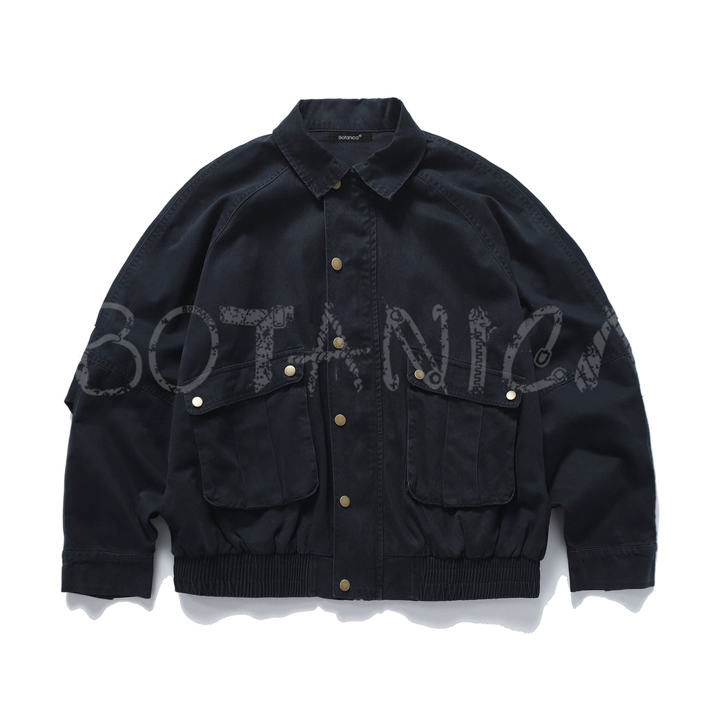 Vintage Lapel Cropped Cargo Jacket – Cleanfit Blue (Unisex)