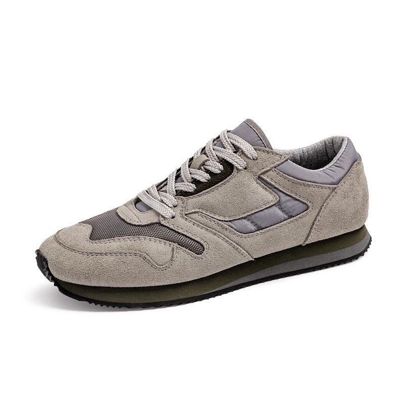 60s British Military Sneakers - Suede Low-Top Casual Shoes with Sand Color Blocking