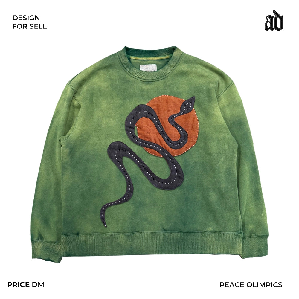 Original artist stickers! American retro made old unique no gender round neck sweater