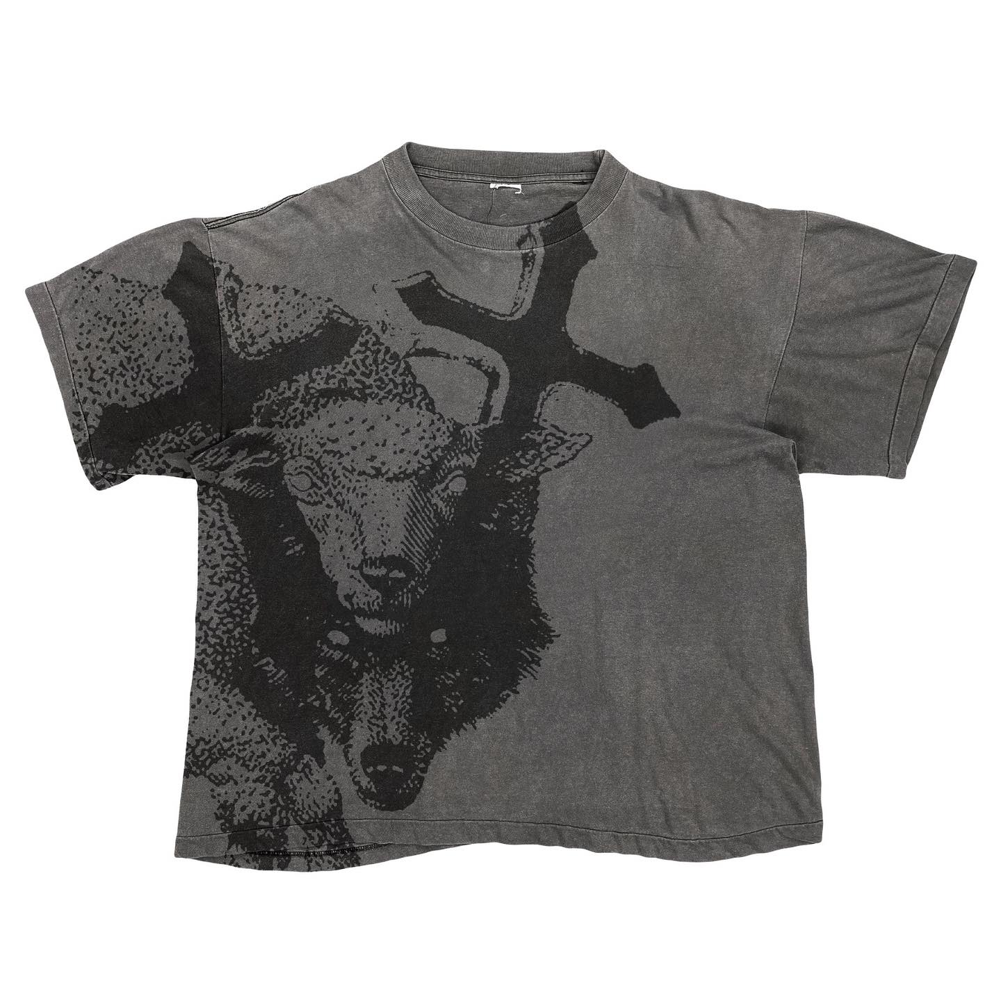 MELANIN Tattoo Heavyweight washed distressed vintage subculture graffiti ripped short sleeve T-shirt