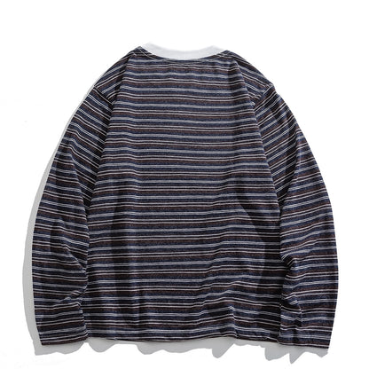 Japanese Vintage Stripe Long-Sleeve T-Shirt – Relaxed Unisex Base Layer Top