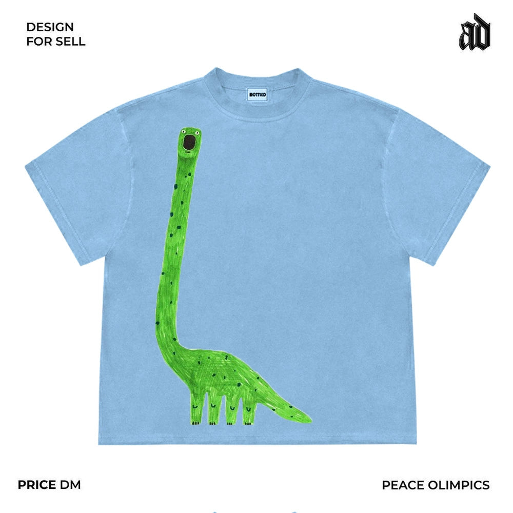 Little collar! Cartoon illustration cute wind ancient wear basic short sleeve T-shirt