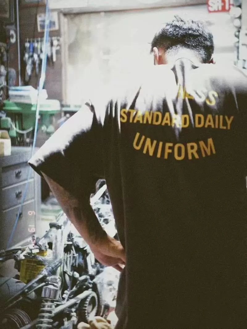 Locomotive letter round neck cotton T-shirt