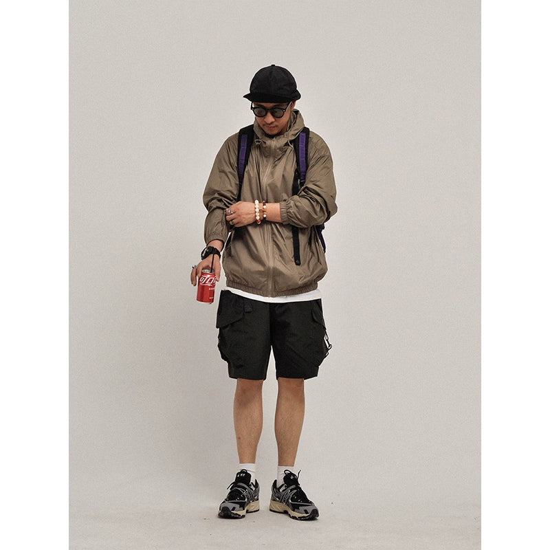 Summer function outdoor light breathable pure color loose hooded sunscreen clothes