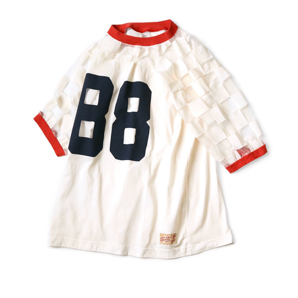 Japanese casual two-tone breathable checkered smiley face digital print short-sleeved T-shirt