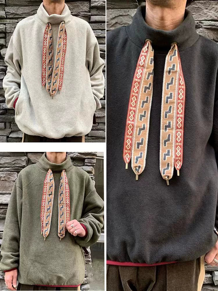 20AW Hirata Kazuhiro Japanese casual color streamer turtleneck fleece pullover sweater jacket