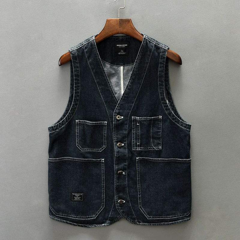 High-quality cotton overalls vest men's spring and summer thin trendy casual loose large size sleeveless vest shoulder horse clip
