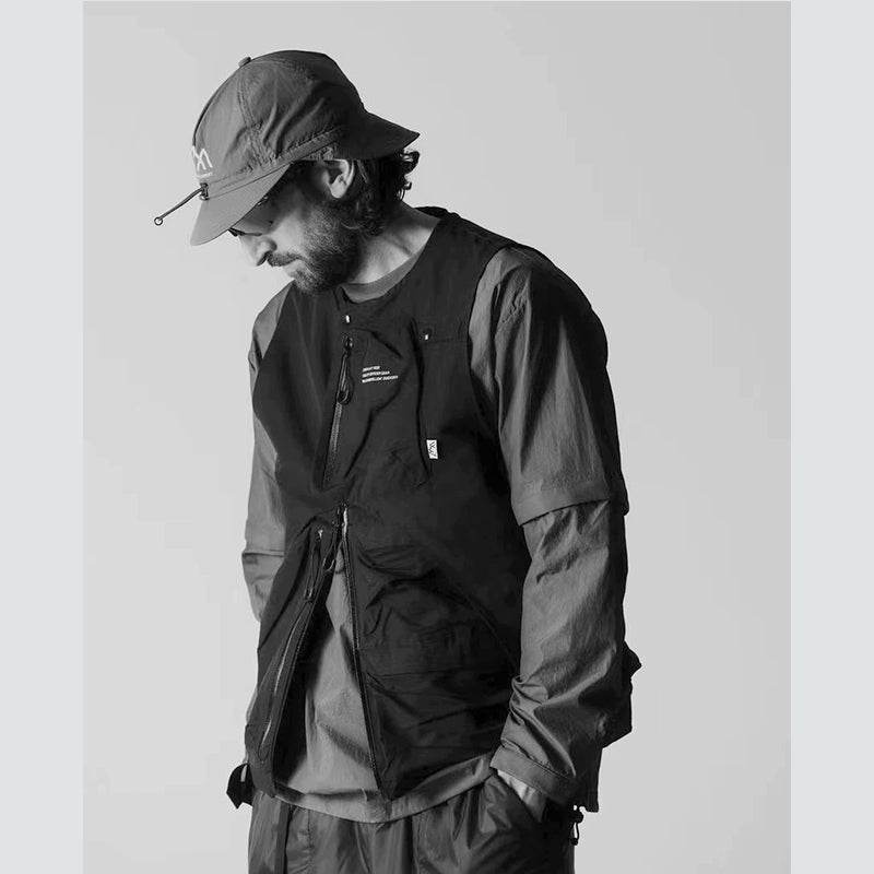 Japanese functional multi-pocket men's and women's same loose tooling mountain city functional vest vest