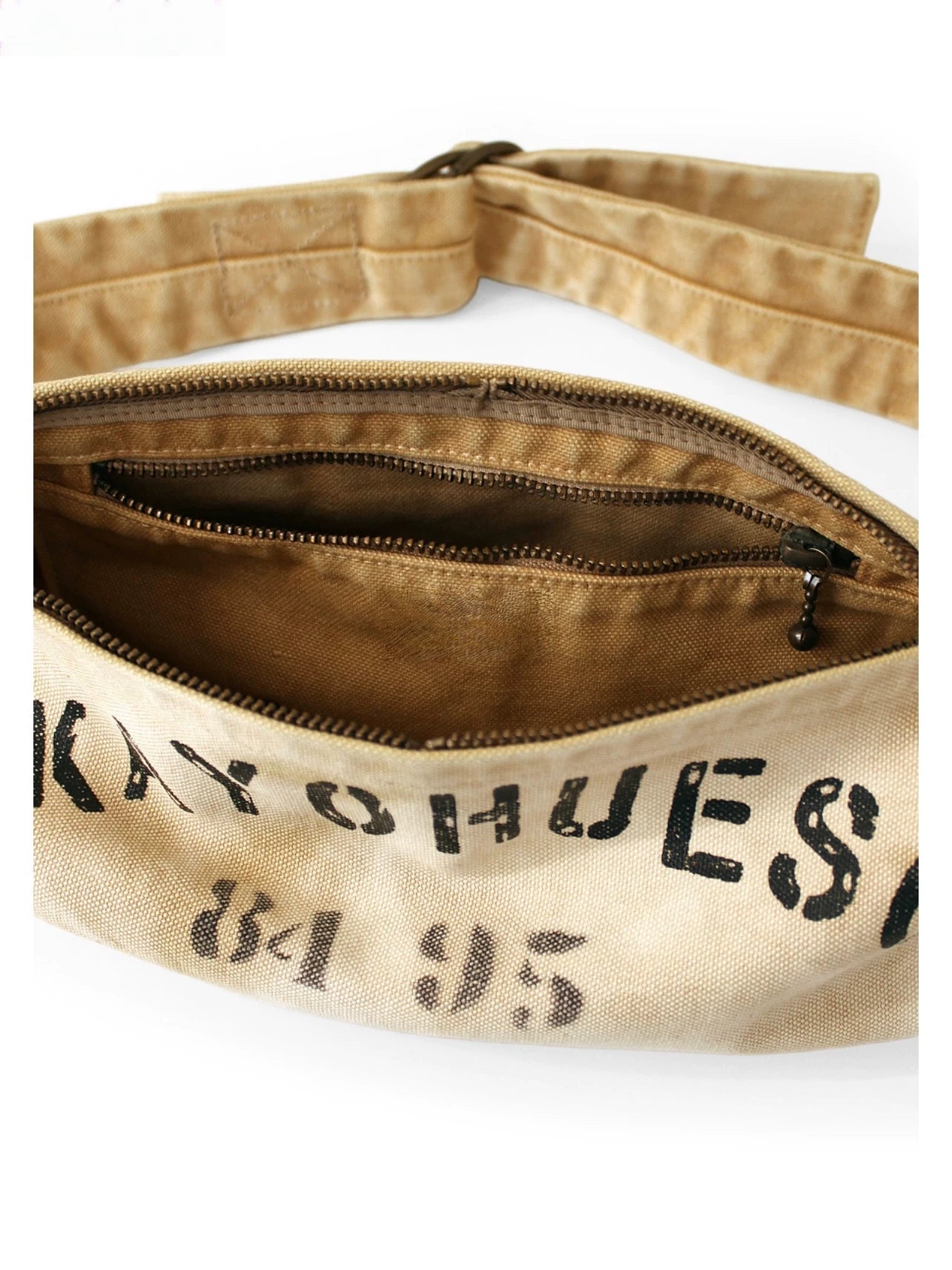 Japanese Style Distressed Vintage Print Crossbody Canvas Bag Wandering Bag