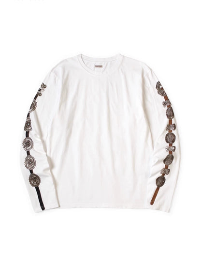 Kapital 25AW Japanese Casual Long Sleeve Tee - Jersey Cotton Belt Print Crew Neck Loose Top