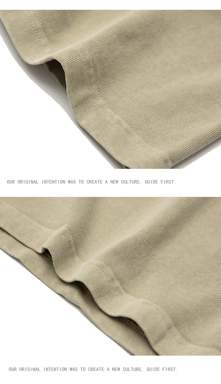 Japanese casual 320g heavy foam print washed short sleeve T-shirt men's summer half sleeve t-shirt