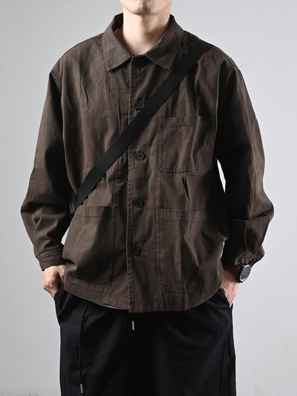 Chore Jacket – Brown Three-Pocket Design