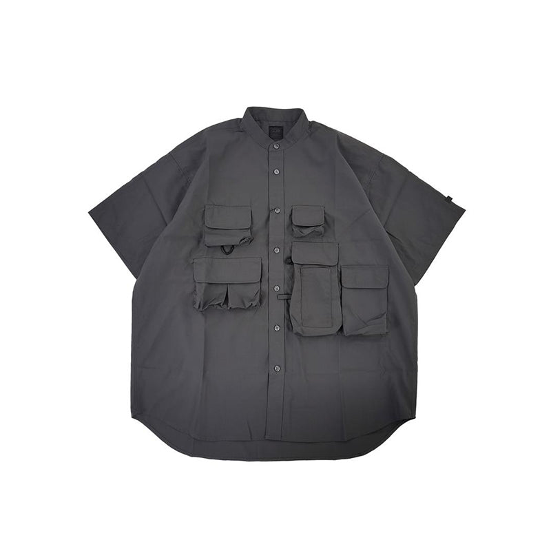 Japanese cityboy function casual loose multi-pocket suit short sleeve shirt