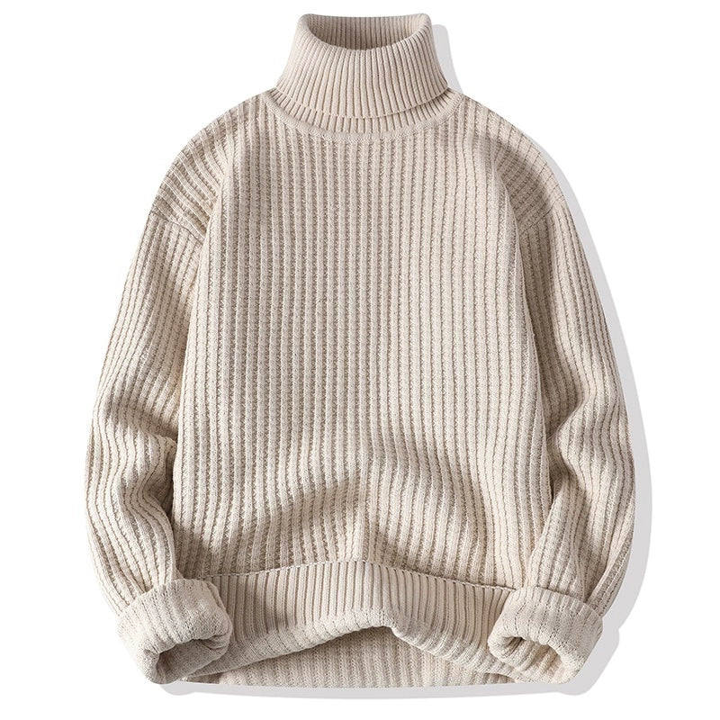 Temperament turtleneck sweater men's winter thickened and versatile solid color trend underwear with a base knit